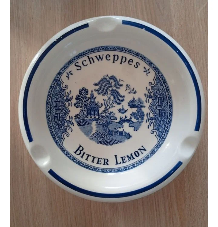 Cendrier Vintage SCHWEPPES - Faïencerie de GIEN - Décor Blue Willow