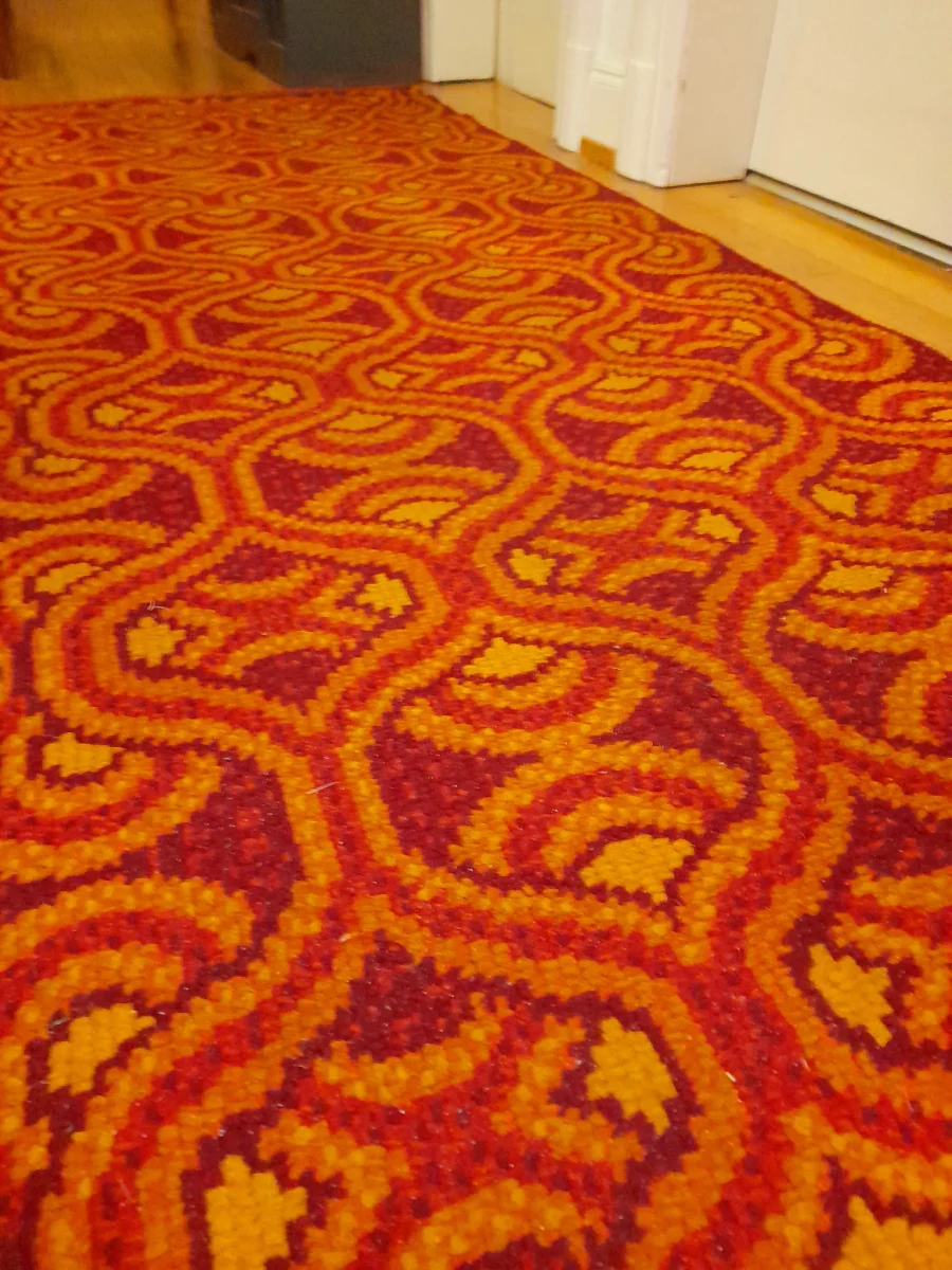 Tapis Vintage motif Orange 100% Laine