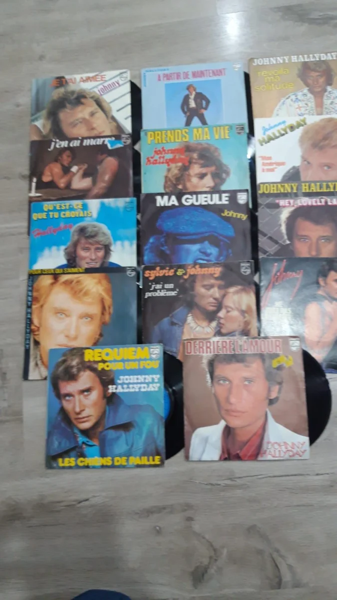 lot 14 disques 45 tours johnny Hallyday bon etat !