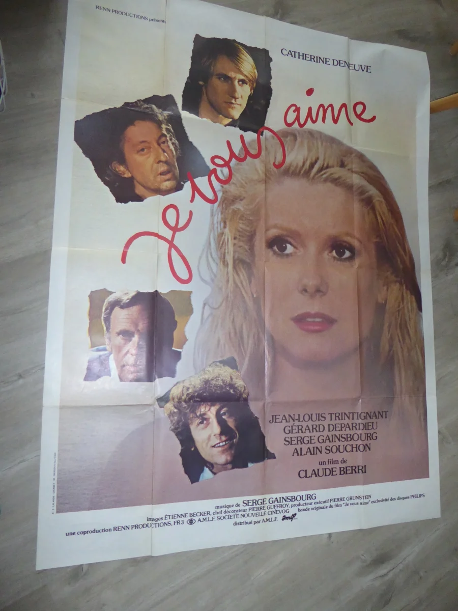Gainsbourg . Deneuve. affiche cinéma géante . film 'je vous aime"