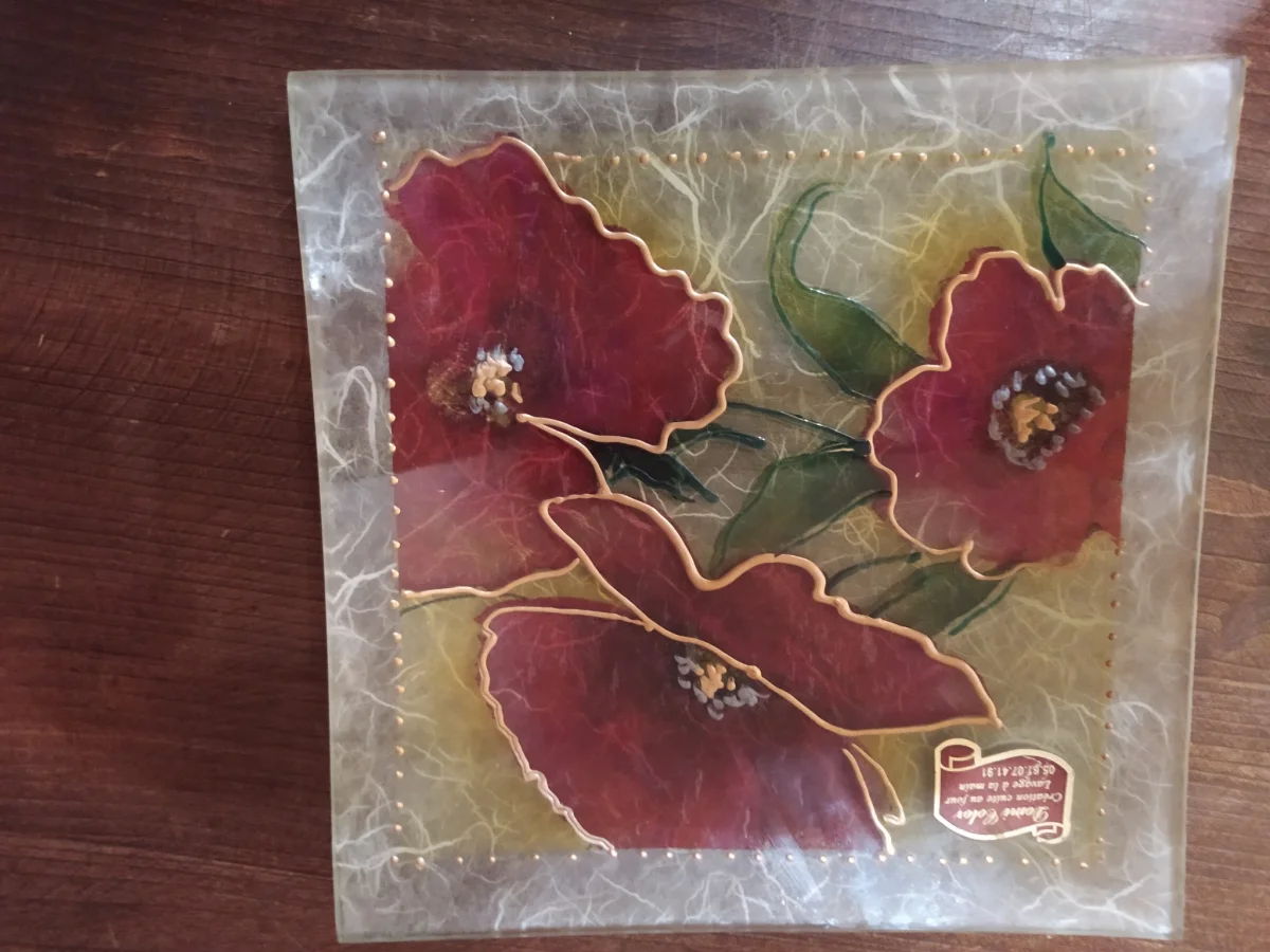 Joli vide poche en verre peint à la main