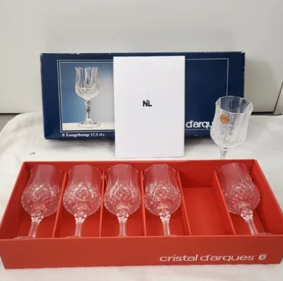 6 Verres à pied Cristal d'Arques - Modèle Longchamp