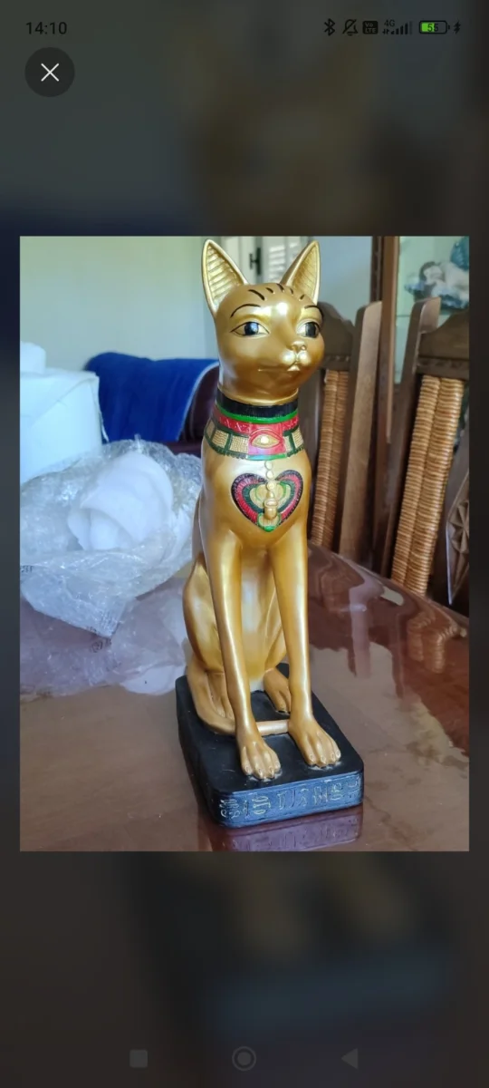 Lot de 4 statuettes déco Égypte Antique (Chat Bastet, Char, Toutânkhamon)