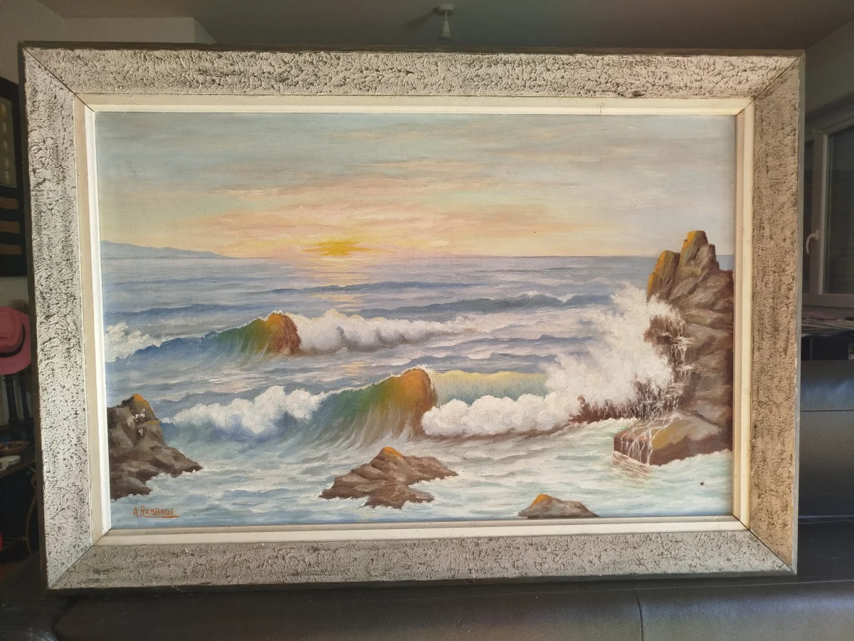 Grand tableau ,marine  ( peintre non côté)